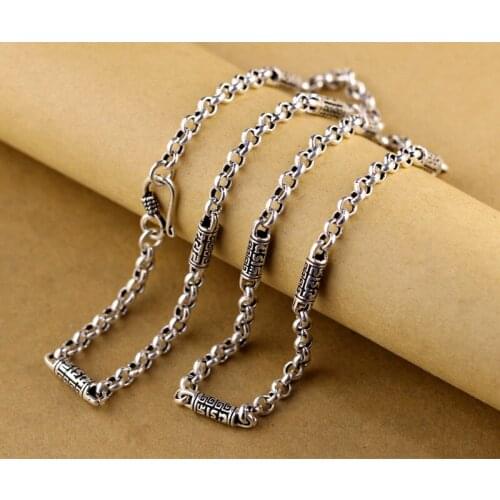 Real silver items S925 pure silver ornaments Thai silver Fashion men O necklace