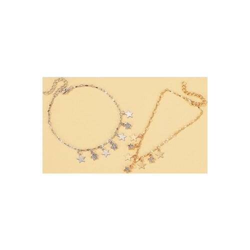 New Bohemia Beach Barefoot Crystal Anklet Chain Gold Star Pendant Foot Bracelet Fashion Jewelry for Women Ankle Wholesale