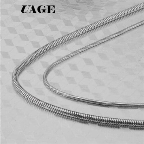 UAGE New Fashion 16 inch-24 inch Chains Necklaces Hot Mens Womens Sell Silver Color Snake Chain Jewelry Snake Chain Necklace