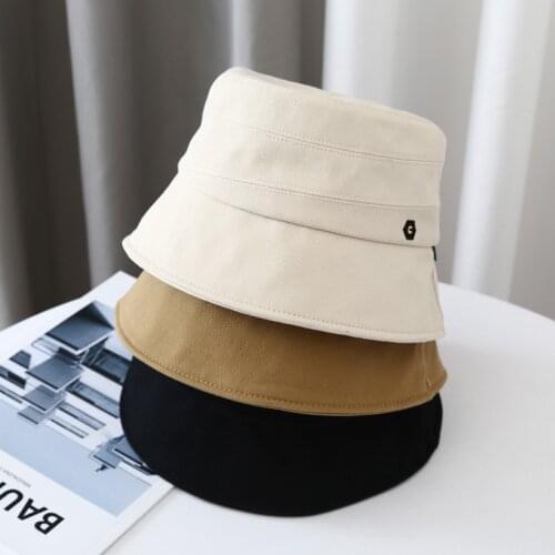 Summer Cotton Bucket Hat Women Girls Letter Sun Hat Adjustable Fashion Foldable Bob Fisherman Hat Outdoor Travel Shade Beach Cap