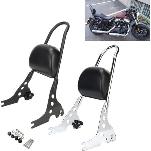 Black Motorcycle Sissy Bar Passenger Backrest Cushion Pad For Harley Sportster XL 883 1200 XL883C XL883R XL1200R 2004-2019