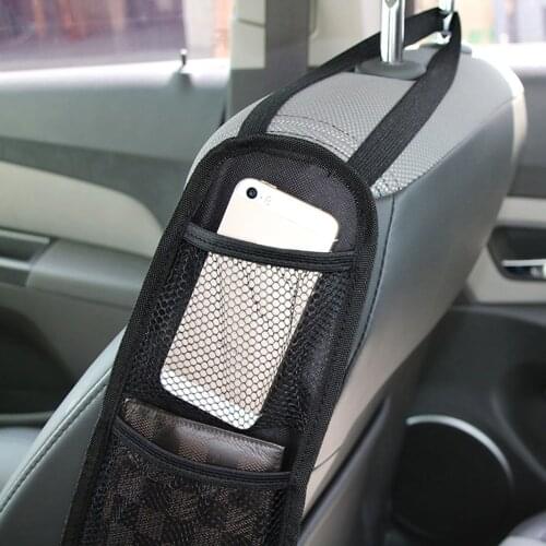 Car Seat Side Storage Hanging Bag Auto Organizer Mesh Net Drink Holder Phone Wallet Storage Pocket Vehicle Decor Stowing Tidying