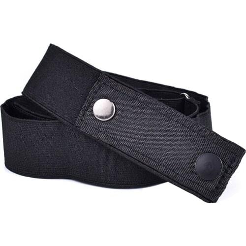 Invisible Elastic Unisex Belt Imitation Leather Snap Buckle Women Belt Casual Jeans Men Belt Wild Fast Student Belt Sturdy Belt