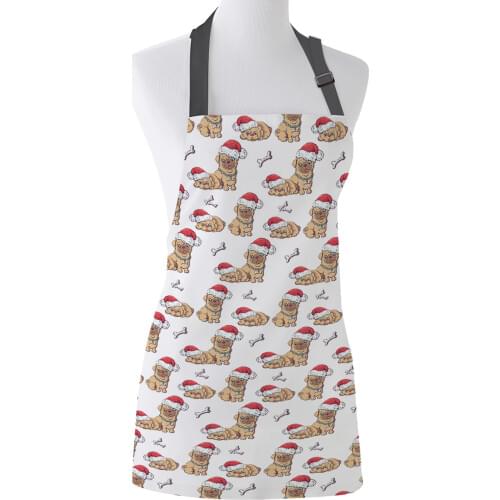 Christams Hat Dog Pattern Kitchen Apron Women Adult Female Home Cooking Baking Cleaning Aprons Bibs Home Tools