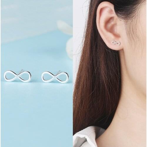 Charms Infinity Love Ear Jewelry Vintage Smile Geometric Silver Color Stud Earring For Women Girls Trendy Fashion Earrings Gift