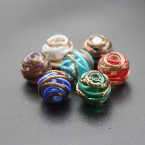 10Pcs 12mm 14mm Glass lampwork beads Lampwork Wire Beads multi-color for jewelry making Wholesale and Retail