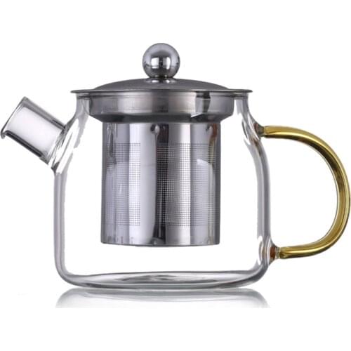 400ml Heat Resistant Glass Teapot with 304 Stainless Steel Infuser Heated Container Tea Coffee Pot Good Clear Borosilicate Pots
