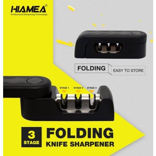 HIAMEA Folding Knife Sharpener 3 Stages Professional Kitchen Sharpener Tungsten Diamond Ceramic Sharpener Tool