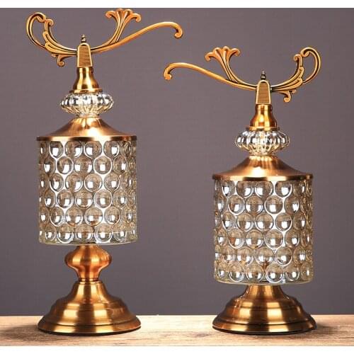 EUROPEAN CRYSTAL GLASS ORNAMENTS CRAFTS DECORATION HOME ACCESSORIES CREATIVE COFFEE TABLE CANDY CANS STORAGE TANK FIGURINES