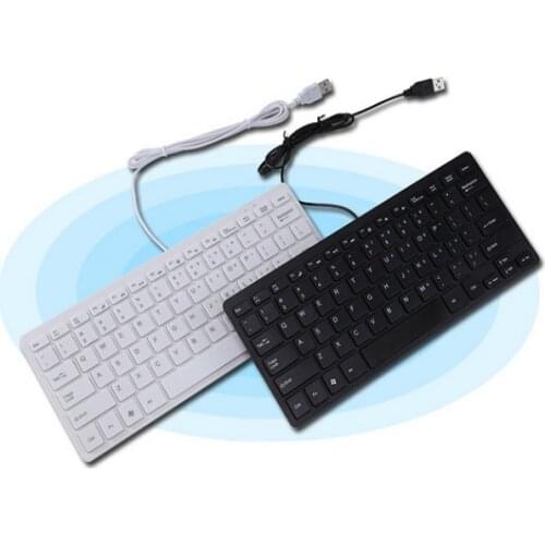 Mini Keyboard Ultra Slim Portable Wired 78 Keys Keyboard for PC Mac Laptop Netbook PS3 PS4 Xbox 360 Windows Russian sticker