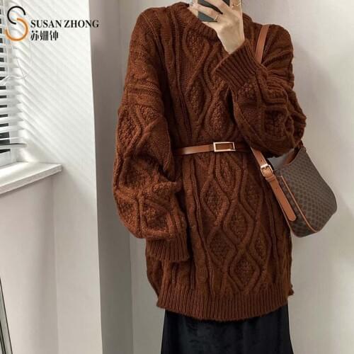 Women Pullovers Female Sweater Christmas Collection Knit Dress Designed Braid Pattern Oversize Long Batwing Sleeve Autumn Winter