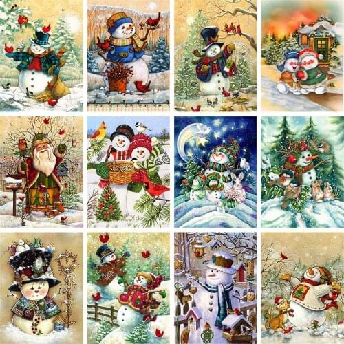 ZOOYA Diamond Painting Snowman Christmas Rhinestone Kit Full Square Round Diamond Embroidery Cartoon Mosaic Handmade Gift
