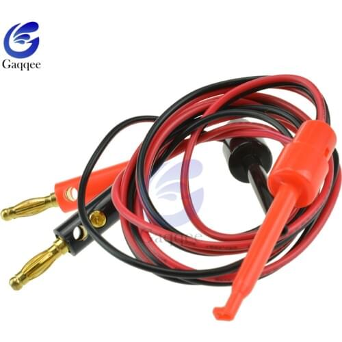 1Pair 4mm Gold Plated Banana Plug to Test Hook Clip Lead Cable For Multimeter Test Lead Cable Equipment Connector