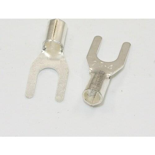100 #10 12-10 14-12 16-14 22-18 Ga AWG Gauge Non-Insulated Spade Fork Terminal Connector