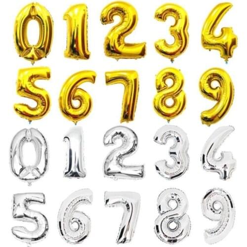 100pcs/lot Birthday 40 inch 0-9 Gold Silver Foil Number balloons Wedding Party Decoration 40" helium inflatable balloon