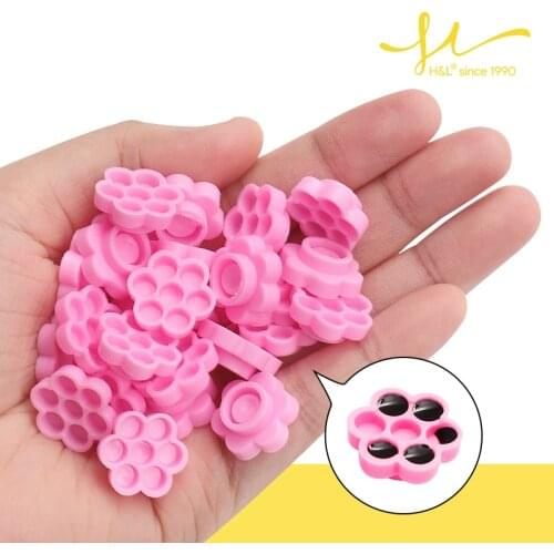 H&L 100Pcs Flower Beauty Eyelash Extension Glue Cups Epoxy Cup Delay Cup Grafting Eyelash Tool Tattoo Adhesive Pigment Cups