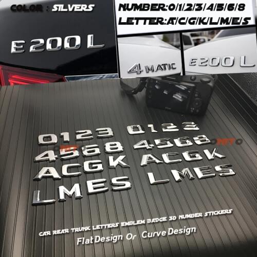 100x For Benz C CLK CLS Class S GL ML SLK GLK A B E W205 W213 GLA Number Trunk Rear Emblem Badge Letters Sticker Label Silvery