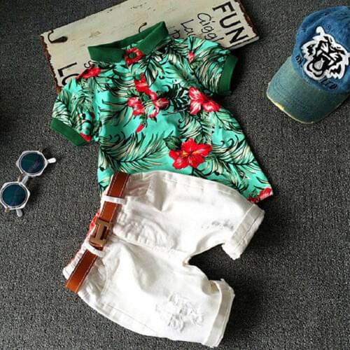 2-7Years Summer Baby clothes Boy Cotton Fashion Suit T-shirt+short Pants 2-piece suit baby clothing Handsome Boy Clothes