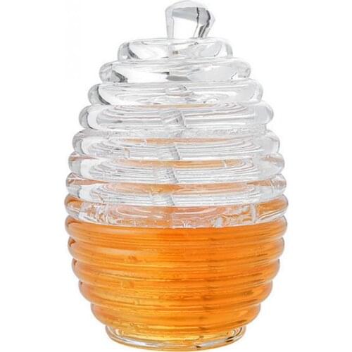 265ML Transparent Beehive-shaped Honey Jar With Dripper Stick For Storing And Dispensing Honey Honey Jar Kitchen Organizer