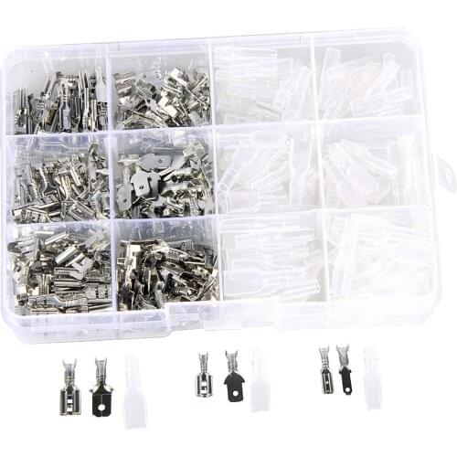300PCS Insulated Male Female Wire Connector 2.8/4.8/6.3mm Crimp Terminals Electrical Wire Spade Connectors Kit