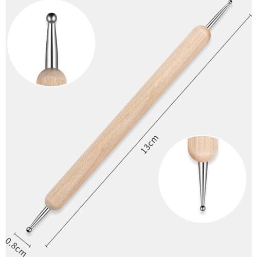 5Pcs/Set 2 Way DIY Nail Art Dotting Pen Wood Handle Salon Decoration on Rhinestones Picking Manicure Tools Kit