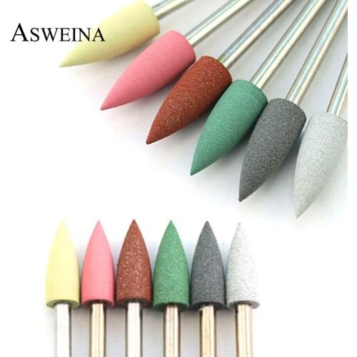 6pc/Set Nail Drill Silicone Milling Cutter Mix Color Rotary Burr Bits Cuticle Clean Pedicure Manicure Machine Accessories Tools