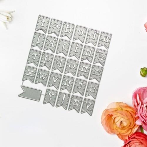 95AA Alphabet Banner Pull Flag Template Carbon Steel Cutting Dies DIY Scrapbooking Photo Album Embossing Paper Cards Making