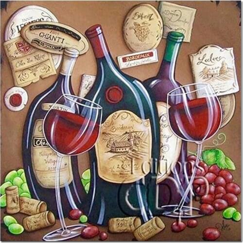 5D Diy Diamond Painting Red Wine Diamond Mosaic Cross Stitch Kit Diamond Paint Full Dill Embroidery Gift Home Decor