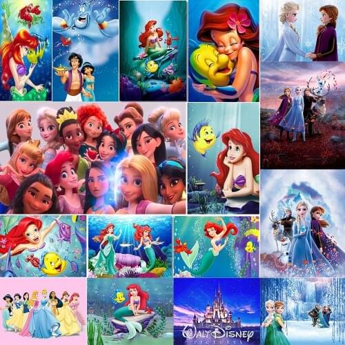 5D DIY Diamond Painting Disney Princess Series Diamond Embroidery Aisha, Aladdin Magic Lamp Cartoon Mosaic Home Decoration