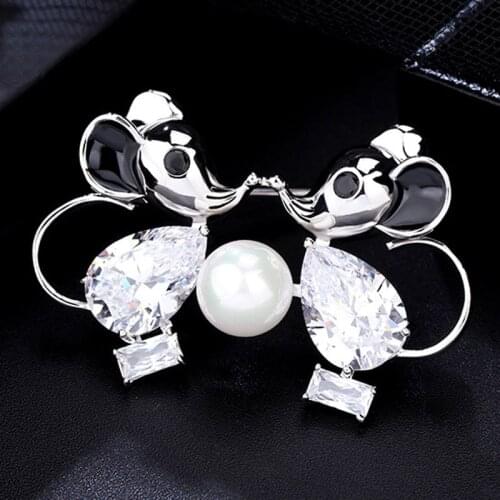 Zlxgirl bridal jewelry New year brand mouse animal copper brooch pins for mens jewelry carton Corsage Pins christmas gifts