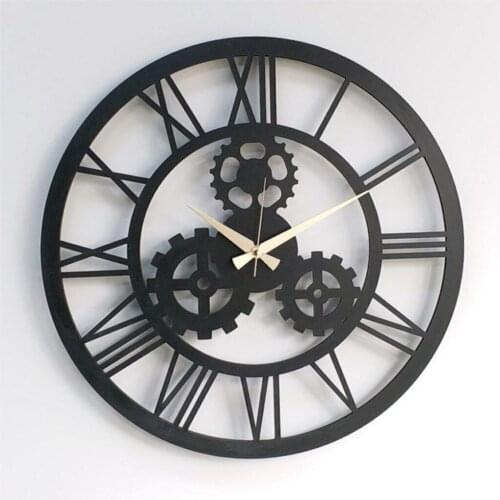 Black Wood Decorative Silent Gear Impeller Wall Saati4 0 cm 6mm Mdf