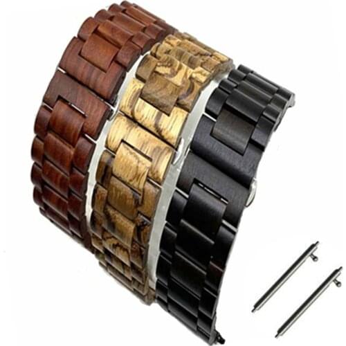 Wooden Watch Band 20mm 22mm for Samsung Galaxy R760/R770 s2/s3/s4 series 42mm 46mm Watch SM-R800/R810 Quick Release Wrist Strap