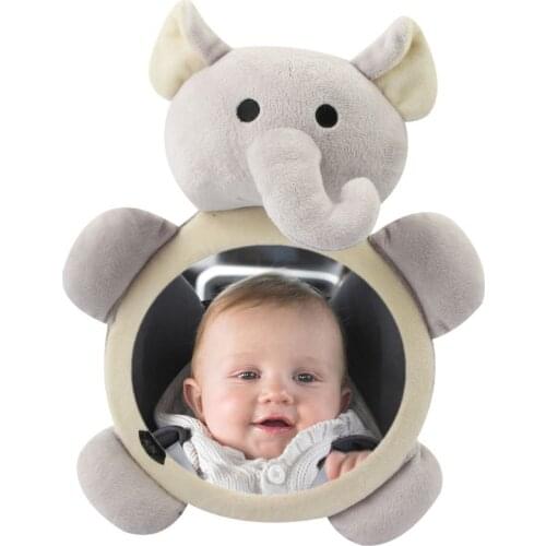 Baby Safety Seat Rear Mirror Car Interior Rearview Mirrors Infants Kids Plush Cartoon Toy D08C