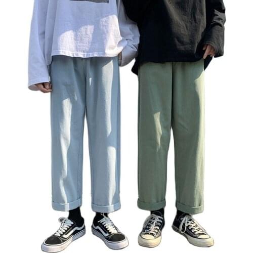 Mens Pants Jeans New Pure Color Casual Sagging Straight Leg Wide Trend Streetwear Sport Tidal Current Recommend Hot Sale