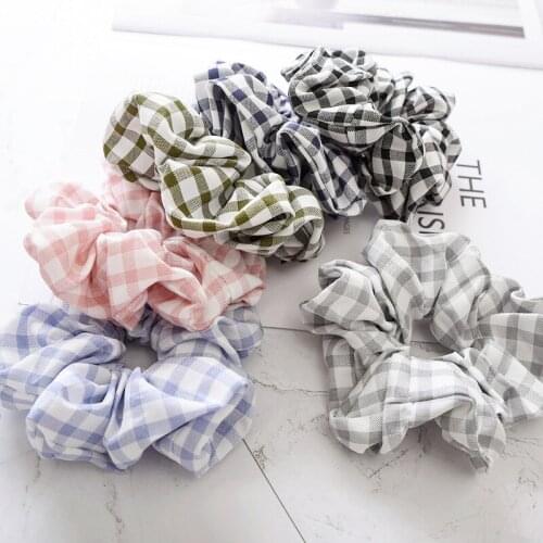 Elegant lattice scrunchie for women fashion hair tie Hair Accessories Korean Ponytail Holder Elastic Hair Bands Girls Headwear
