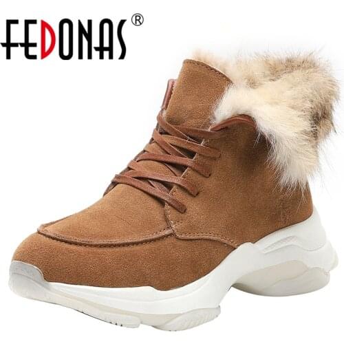 FEDONAS Newest Comfortable Flats Platform Snow Boots Party Casual Office Shoes Woman Winter Warm Women Cow Suede Ankle Boots