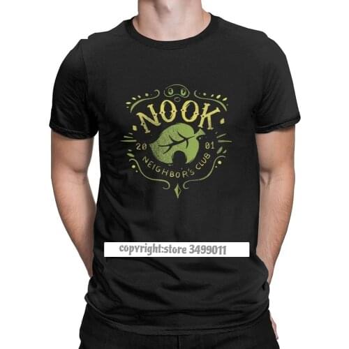 Nook Neighbors Club Tshirt Men Cotton Vintage Tee Shirt O Neck Animal Crossing Video Games Tees Tops Adult