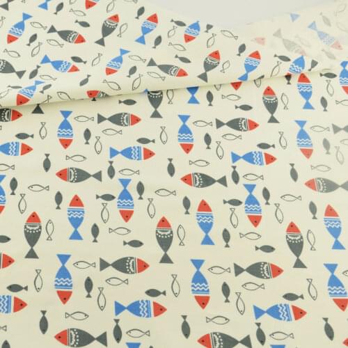 Teramila Color Fish Design Cotton Fabric Pre-cut Fat Quarter Patchwork Quilting Art Work Tecido Tida Home Decoration