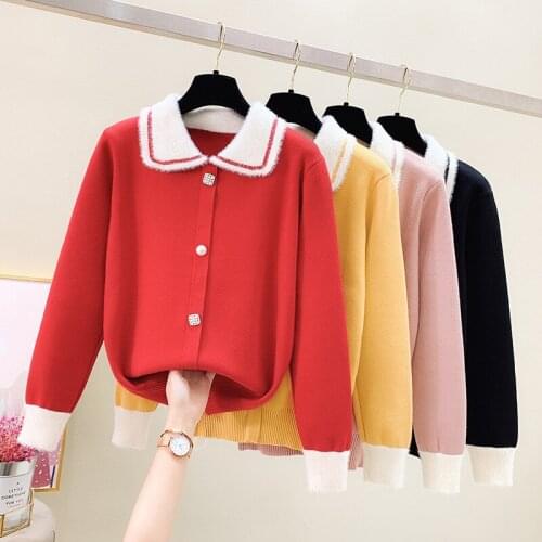 Red Black Pink Cute Sweet Female Autumn Clothes Korean Knitted Sweaters For WomenS Pullovers 2020 Winter Sweater Clothes A6560