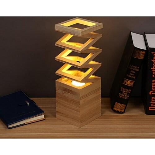 Creative Spring Wood Led Table Lamp Cafe Living Room Tafellamp Bedroom Bedside Lamp Home Art Deco Modern Minimalism Table Lamp