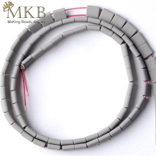 Natural Grey Hematite Stone Matte Rubber Square Beads For Jewelry Making 5*5mm Space Loose Beads Diy Bracelet Jewellery 15inches