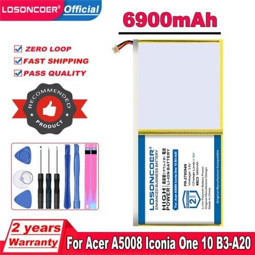 LOSONCOER 6900mAh PR-279594N Battery For Acer A5008 Iconia One 10 B3-A20, Iconia One 10 B3-A30, Iconia 10 A3-A40 Tablet Pad