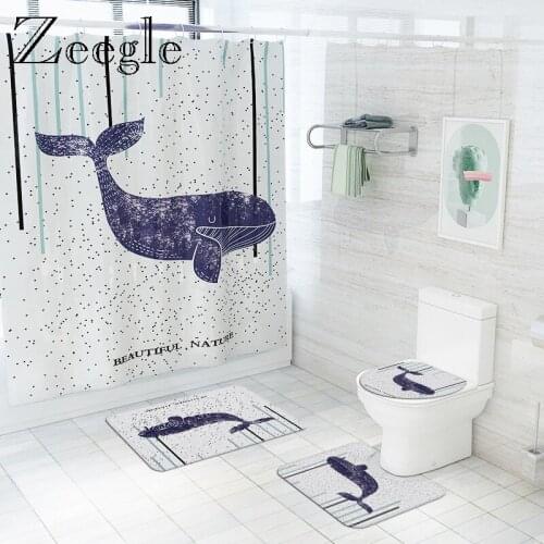 Animal Printed Bath Mat Flannel Shower Curtain Set Home Decor Bathroom Carpet Shower Foot Mat Absorbent Toilet Seat Cover Mat