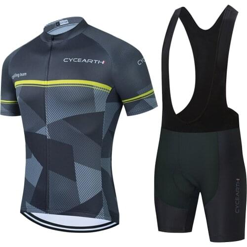 New 2021 Men Cycling Jersey Summer Short Sleeve Set Maillot Cycearth 9D bib shorts Bicycle Clothes Sportwear Shirt Clothing Suit