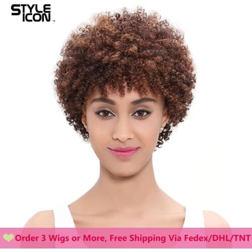 Styleicon Short Pixie Cut Short Wig Brazilian Afro Kinky Curly Human Hair Wigs For Black Women Machine Made
