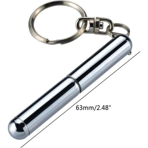 Portable Stainless Steel Telescopic Ballpoint Pen Metal Key Ring Keychain Tools