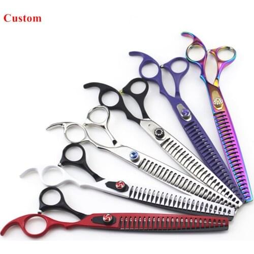 Custom professional Japan steel 8 '' pet dog grooming hair scissors pet thinning shears dog scissor berber hairdressing scissors