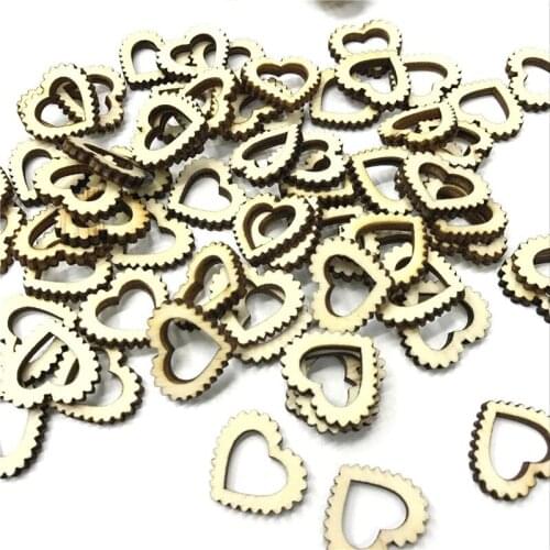 Blank Hollow Wooden Heart Embellishments Crafts DIY Wood Craft