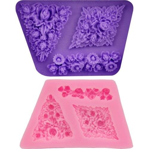 Romantic rose petal flower cake mold DIY silicone chocolate turning sugar baking tool gutta percha plaster mold