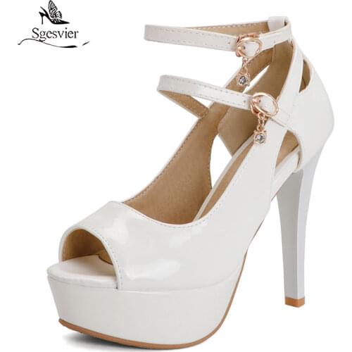 Sgesvier Sexy Strippy Heels Peep Toe Cross Strap Gladiators Sandals Platform Spike High Heels Stripper Woman Pumps Size 50